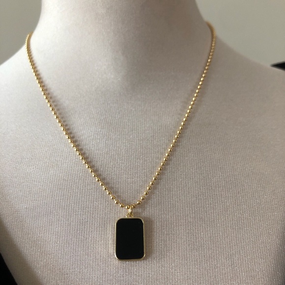 Black and gold plate with round beaded chain - Picture 2 of 4